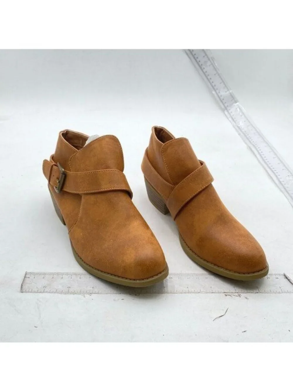 Women's Fashion Boots Chunky Low Heel Western Boots Ankle Booties Brown